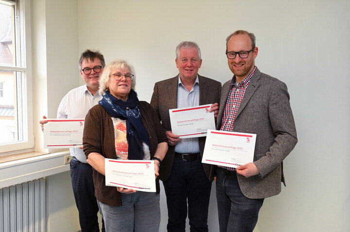 Die Mitglieder des KAB-Diözesanvorstands stellten die Ergebnisse ihrer Umfrage vor (von links): Peter Hartlaub, Theresia Erdmann, Robert Reisert und Alexander Kolbow.